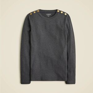 J. Crew Dark Gray Long Sleeve Top with Gold Accents